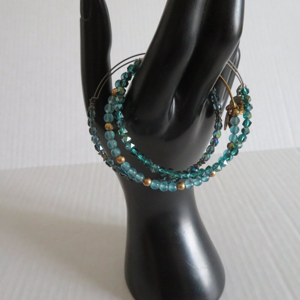🔥HP🔥 Alex and Ani Set of 3 Sea Green/Aqua Beaded Bracelets, EUC - Picture 6 of 6